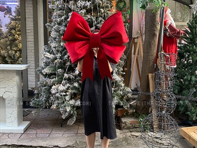 Nơ đỏ vải nhung xịn 4 cánh cỡ lớn [Đứng form - Nhiều cỡ] PK-NO-10